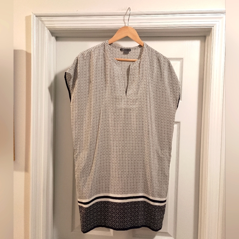 Vince Brand Blue White Silk Pullover Dress Size Small